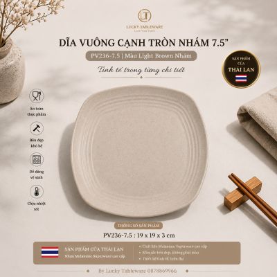 Dĩa vuông cạnh tròn nhám 7.5