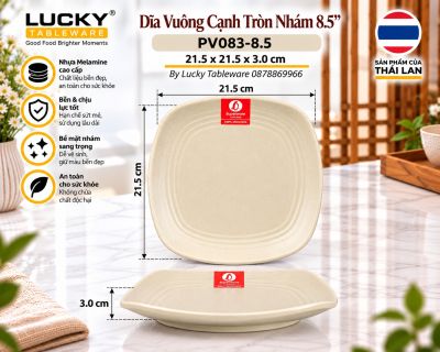 Dĩa Vuông Cạnh Tròn Nhám 8.5