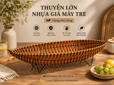 Thuyền Lớn Nhựa Giả Mây Tre 