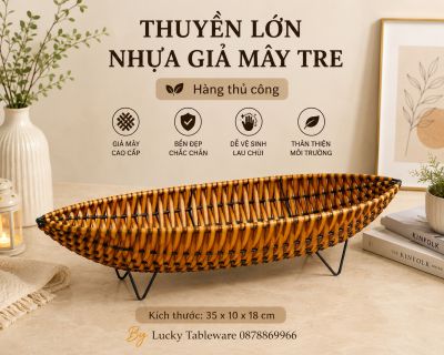 Thuyền Lớn Nhựa Giả Mây Tre 