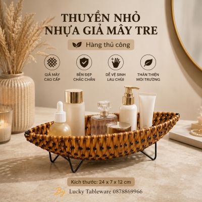 Thuyền Nhỏ Nhựa Giả Mây Tre 