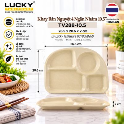 Khay bán nguyệt 4 ngăn nhám 10.5