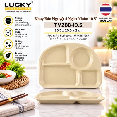 Khay bán nguyệt 4 ngăn nhám 10.5