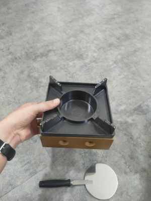 Bếp Cồn Gang Khung Gỗ Vuông 16 cm (L1)